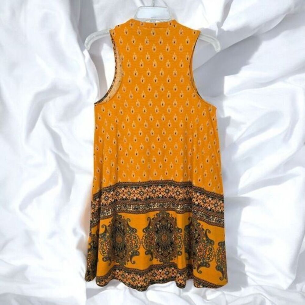 Angie Sundress Woman Medium Orange Tribal Print Sleeveless A Line Tunic Boho NWT - Picture 2 of 9